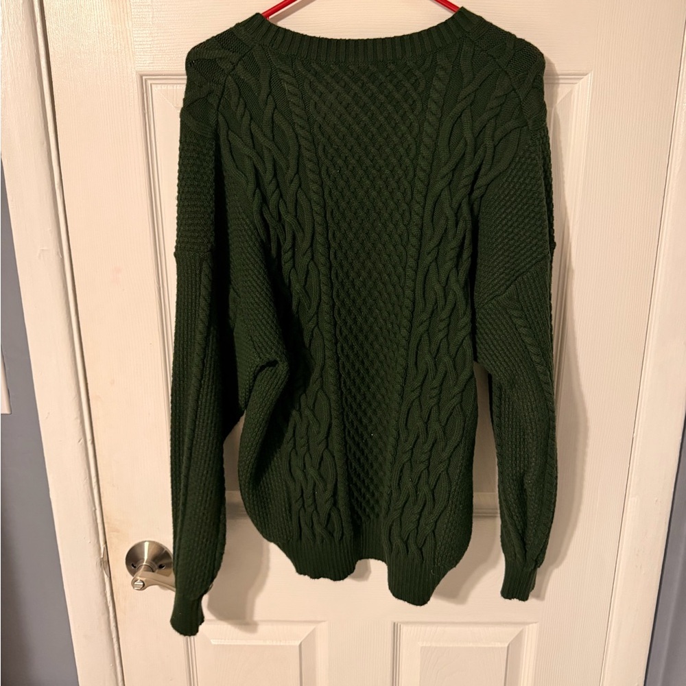 Aritzia Green Cable Knit Sweater